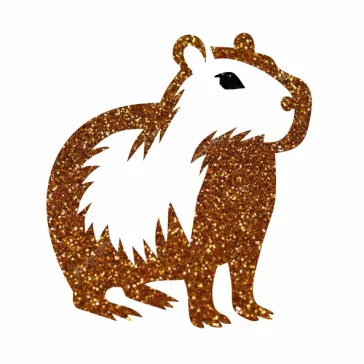 Capybara csillámtetoválás sablon 5x5 cm-es méretben, bőrre ragasztva, csillámmal díszítve