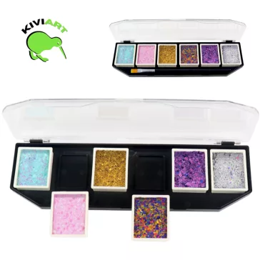 Kivi Art Glitter Cream 6 színű csillámos krémpaletta ecsettel