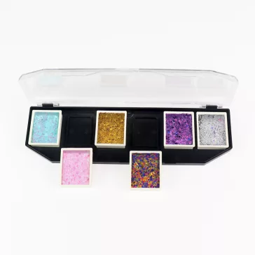 Kivi Art Glitter Cream 6 színű csillámos krémpaletta ecsettel