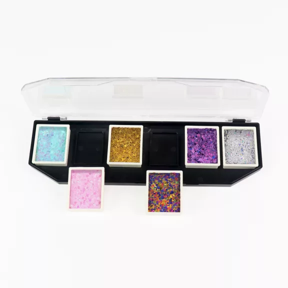 Kivi Art Glitter Cream 6 színű csillámos krémpaletta ecsettel