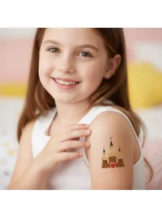 Hercegnő kastély csillámtetoválás sablon – öntapadós 3 rétegű festősablon