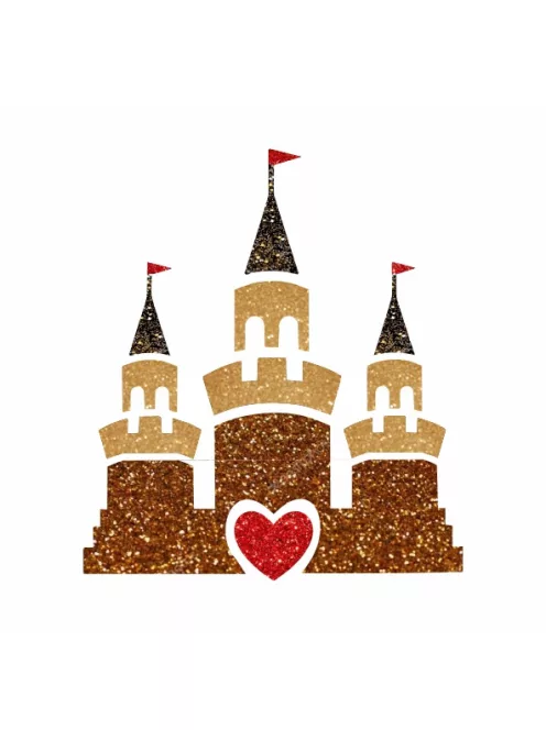 Hercegnő kastély csillámtetoválás sablon – öntapadós 3 rétegű festősablon