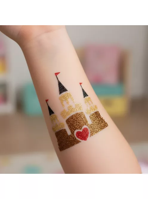 Hercegnő kastély csillámtetoválás sablon – öntapadós 3 rétegű festősablon