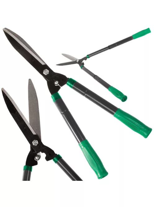 Teleszkópos kézi kerti olló sövényekhez és cserjékhez, ergonomikus fogantyúval