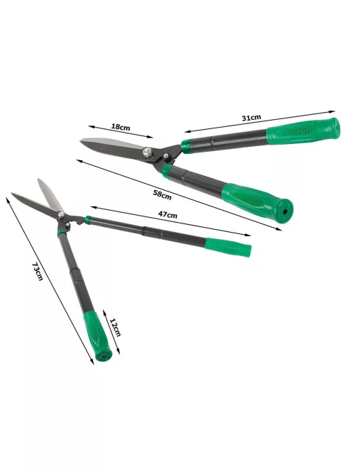 Teleszkópos kézi kerti olló sövényekhez és cserjékhez, ergonomikus fogantyúval