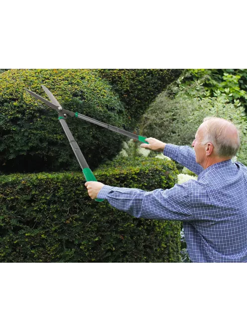 Teleszkópos kézi kerti olló sövényekhez és cserjékhez, ergonomikus fogantyúval