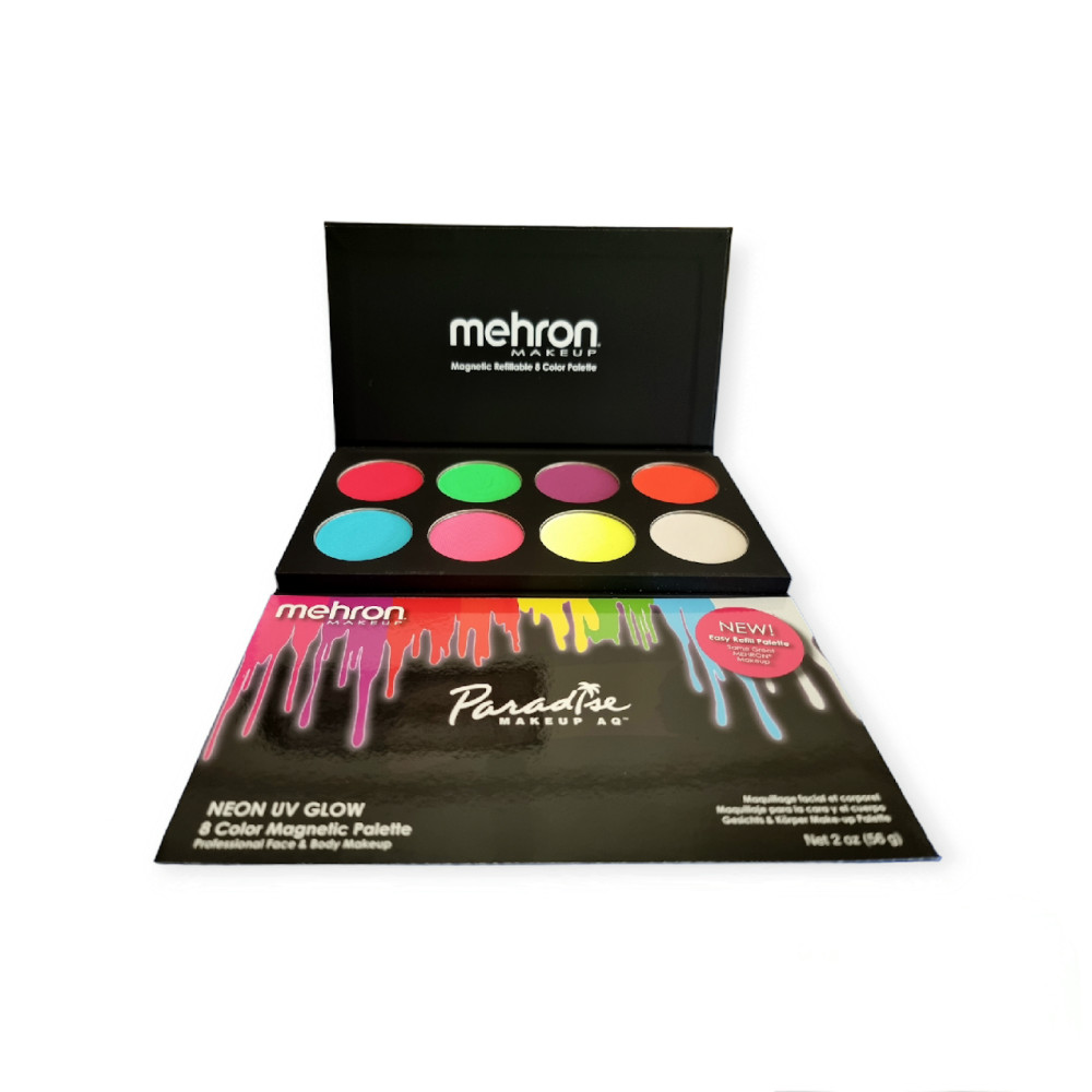 Mehron Paradise Makeup AQ Neon UV Glow 8 Color Palette