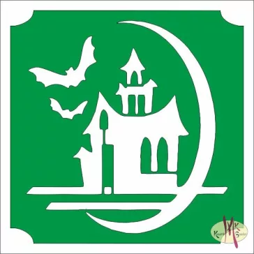   5x5 cm-es Csillámtetoválás sablon - Halloween Kastély 176