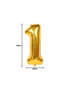 1-es szám arany fólia lufi 66 cm születésnapi dekoráció