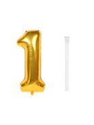 1-es szám arany fólia lufi 66 cm születésnapi dekoráció