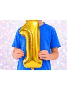 1-es szám arany fólia lufi 66 cm születésnapi dekoráció
