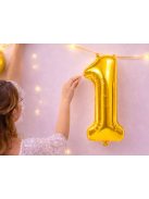 1-es szám arany fólia lufi 66 cm születésnapi dekoráció