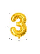 3-as szám arany fólia lufi 66 cm születésnapi dekoráció