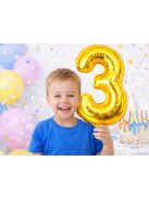 3-as szám arany fólia lufi 66 cm születésnapi dekoráció