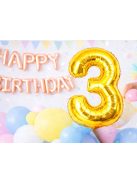 3-as szám arany fólia lufi 66 cm születésnapi dekoráció