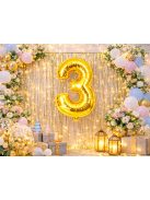 3-as szám arany fólia lufi 66 cm születésnapi dekoráció