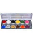 Superstar 12 színű arcfesték készlet élénk, tiszta alapszínekkel, gyerek arcfestéshez és fesztivál sminkhez