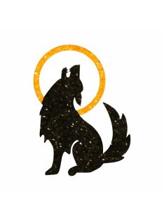 Csillám tetoválás sablon - üvöltő farkas mintával.