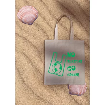 Vászon bevásárló szatyor, No Plastic! Go Green!