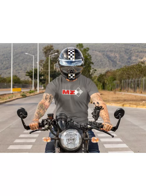 Kereknyakú póló, MZ logó, IFA motoros minta, nosztalgia motoros póló, veterán motor