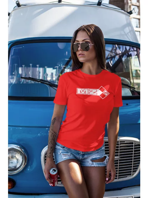 Kereknyakú póló, MZ logó, IFA motoros minta, nosztalgia motoros póló, veterán motor