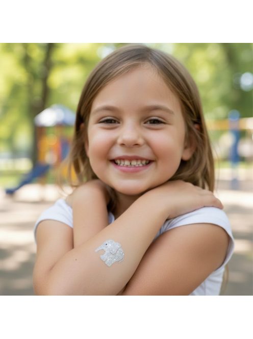 Bébi kis elefánt csillámtetoválás sablon – öntapadós háromrétegű festősablon a gyártótól.