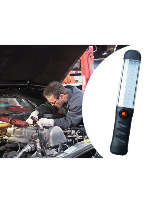 Erős műhelylámpa 48 LED COB technológiával, USB töltéssel, akasztóhoroggal és mágnessel rögzítve, sötét környezetben világít