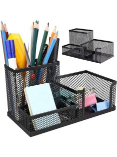 fém íróasztali rendszerező 3 rekeszes hálós fekete
