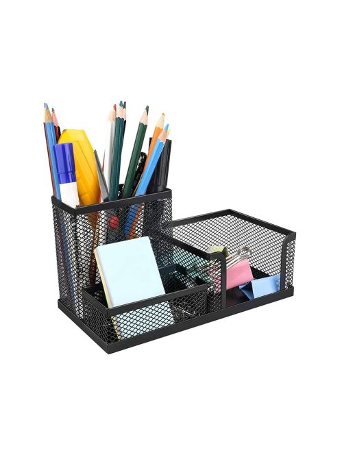 fém íróasztali rendszerező 3 rekeszes hálós fekete