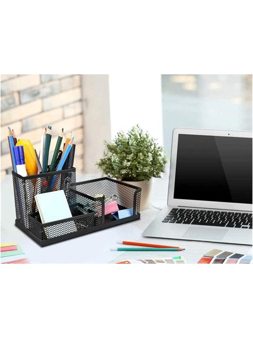 fém íróasztali rendszerező 3 rekeszes hálós fekete