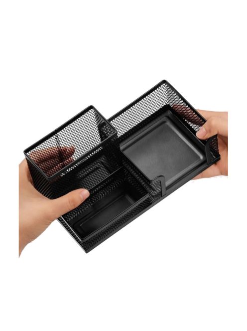 fém íróasztali rendszerező 3 rekeszes hálós fekete