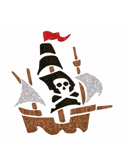 5x5 cm-es Csillámtetoválás sablon - Kalóz hajó minta