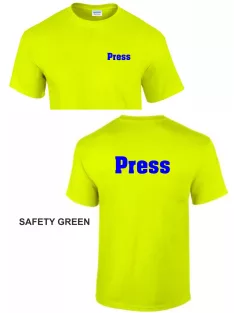 Press, Sajtó, Fotó, Photo Póló Safety Green