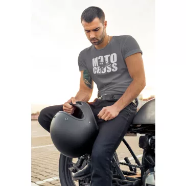 Kereknyakú póló, Motocross mintás, fekete, motoros póló, egyedi nyomtatás,