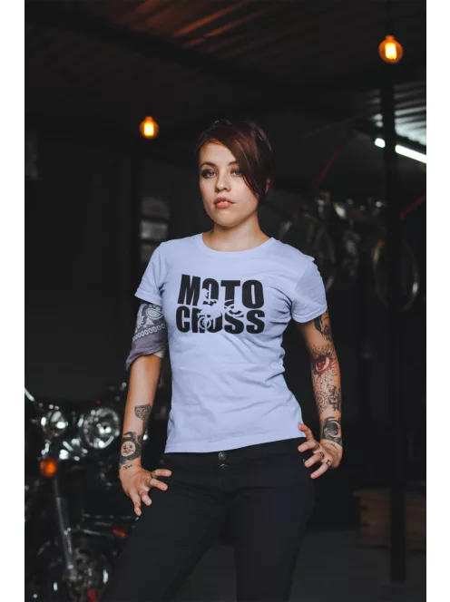 Kereknyakú póló, Motocross mintás, fekete, motoros póló, egyedi nyomtatás,