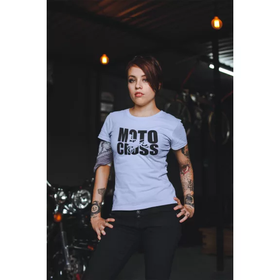 Kereknyakú póló, Motocross mintás, fekete, motoros póló, egyedi nyomtatás,