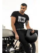 Kereknyakú póló, Motocross mintás, fekete, motoros póló, egyedi nyomtatás,