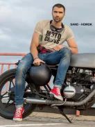 Kereknyakú póló, Motocross mintás, fekete, motoros póló, egyedi nyomtatás,