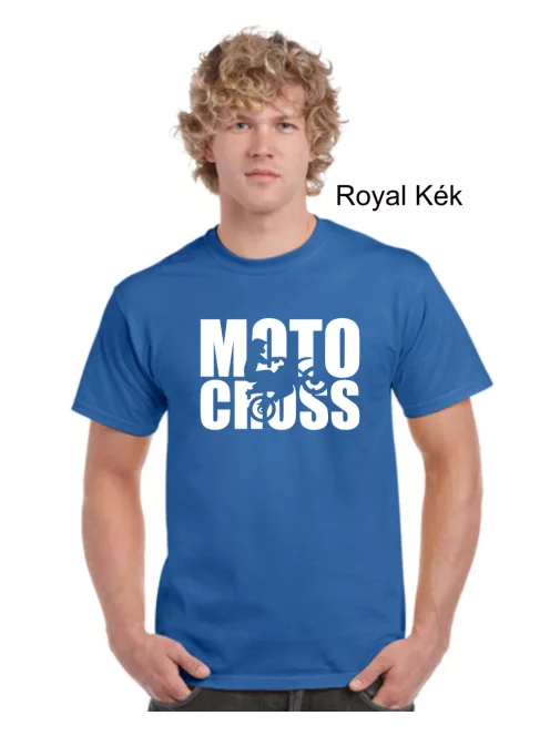 Kereknyakú póló, Motocross mintás, fekete, motoros póló, egyedi nyomtatás,