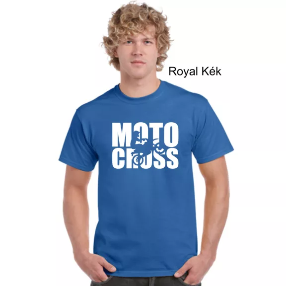 Kereknyakú póló, Motocross mintás, fekete, motoros póló, egyedi nyomtatás,