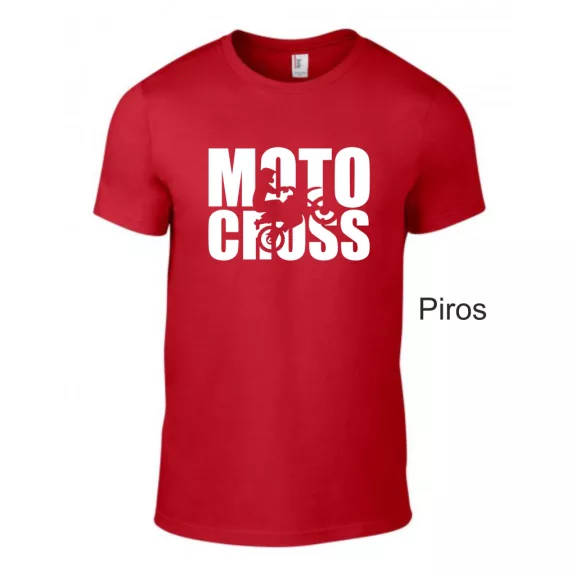 Kereknyakú póló, Motocross mintás, fekete, motoros póló, egyedi nyomtatás,