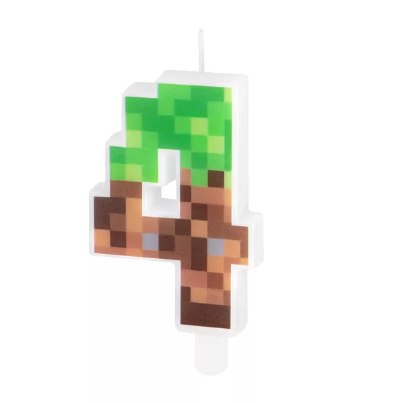 4-es szám alakú pixel tortagyertya műanyag beszúróval