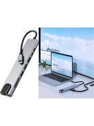 8 az 1-ben fém USB-C HUB adapter HDMI 4K, Gigabit Ethernet, 100W PD és SD olvasó funkcióval.