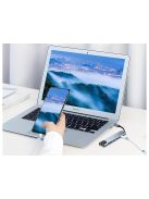 8 az 1-ben fém USB-C HUB adapter HDMI 4K, Gigabit Ethernet, 100W PD és SD olvasó funkcióval.