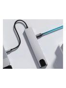 8 az 1-ben fém USB-C HUB adapter HDMI 4K, Gigabit Ethernet, 100W PD és SD olvasó funkcióval.