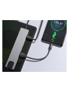 8 az 1-ben fém USB-C HUB adapter HDMI 4K, Gigabit Ethernet, 100W PD és SD olvasó funkcióval.