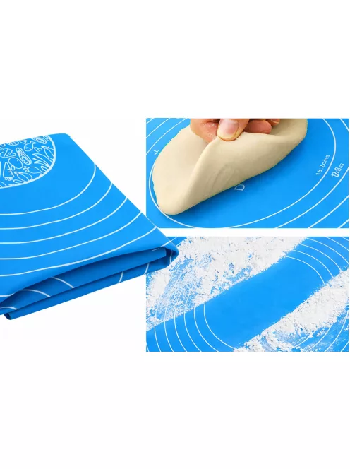 Szilikon gyúró, nyújtólap mérettáblázattal 50 x 40 cm