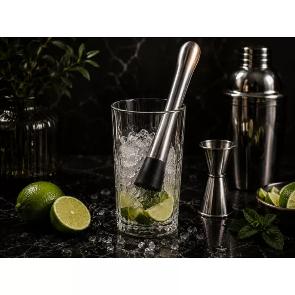 Ezüst színű 21 cm-es bartender muddler koktélokhoz, mojitóhoz és limonádéhoz