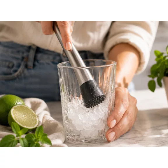 Ezüst színű 21 cm-es bartender muddler koktélokhoz, mojitóhoz és limonádéhoz