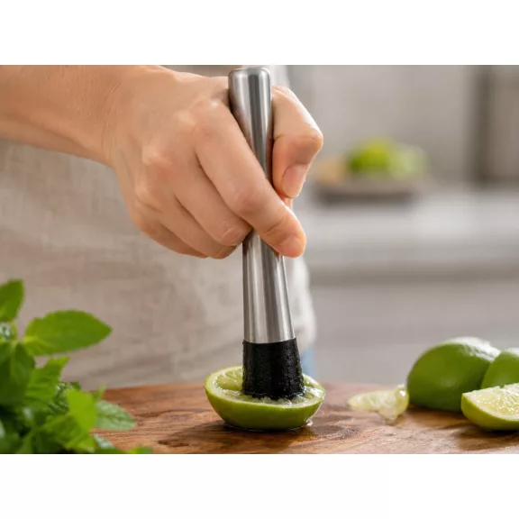 Ezüst színű 21 cm-es bartender muddler koktélokhoz, mojitóhoz és limonádéhoz
